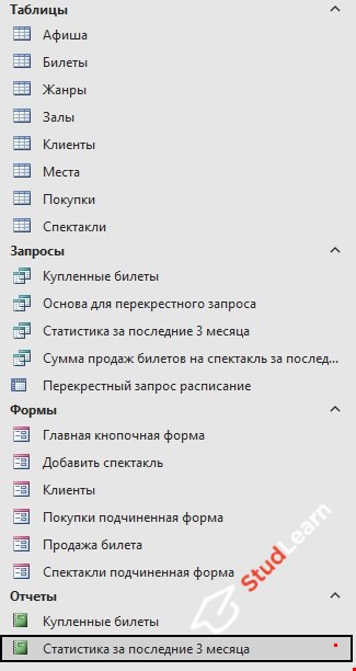 База Данных театр Microsoft  Access