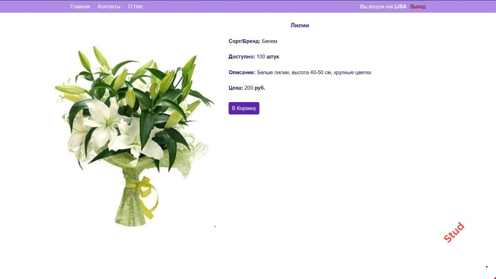 Интернет-магазин по продаже цветов C#