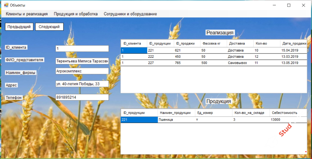 Автоматизированная информационная система ООО «Зерновая компания». (.NET C#)
